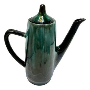 MCM  Blue Mountain Tea Pot 9 in Tall Coffee Blue Green Black Glaze ON Canada BMP